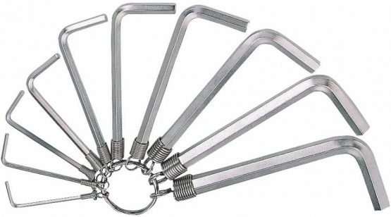 Bahco 1998M/8R BH1998M/8R Nickel Plated Hexagon Offset Screwdriver Set in Ring, Silver, Set of 8 Pieces