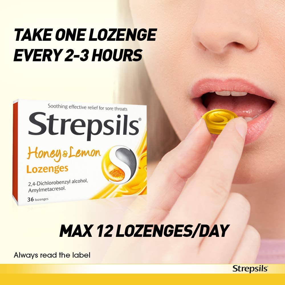 Strepsils Honey Lemon Lozenges, 36 Count, Fast Acting Sore Throat Relief, Soothes Fights Viral/Bacterial Infections - Image 3