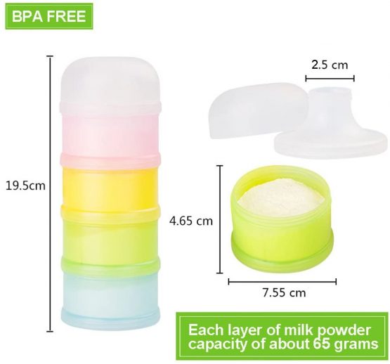 Formula Dispenser, Kidsmile Twist-Lock Stackable On-the-Go BPA Free Milk Powder Dispenser & Snack Storage Container - 4 feeds, no powder leakage - Image 3