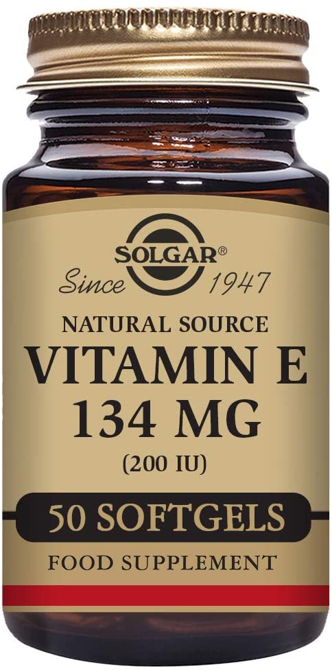 Solgar Natural Source Vitamin E 134 mg (200 IU) Vegetable Softgels - Pack of 50, White