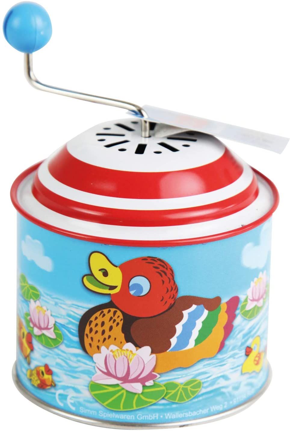 Lena tin toys 52761, Musical tin little ducks, Musical tin with turning handle approx. 10.5 x 7.5 cm