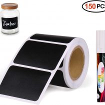 Chalkboard Labels, Joyoldelf 150Pcs Waterproof Reusable Blackboard Stickers Kit for Kitchen Organize with 1 White Chalk Pen, Removable Label Sticker to Decorate Your Pantry Storage Office (Rectangle)