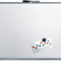 Nobo SlimLine Magnetic Dry Wipe Whiteboard, 580 x 430 mm, Plastic Frame, Includes Marker, Magnets and Fitting Kit, Silver, QB05742C