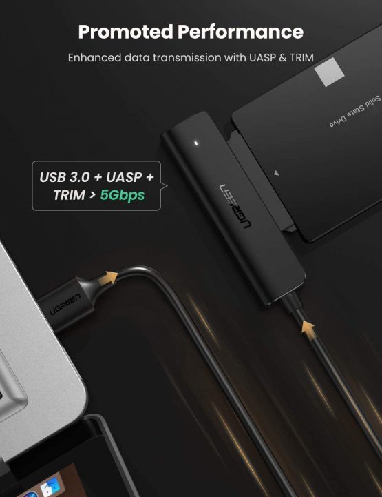 UGREEN USB 3.0 to Sata Adapter 2.5 External Hard Drive Disk Reader Cable UASP Supported Sata III to USB Converter Compatible with Crucial WD Toshiba etc Internal HDD SSD - Image 2