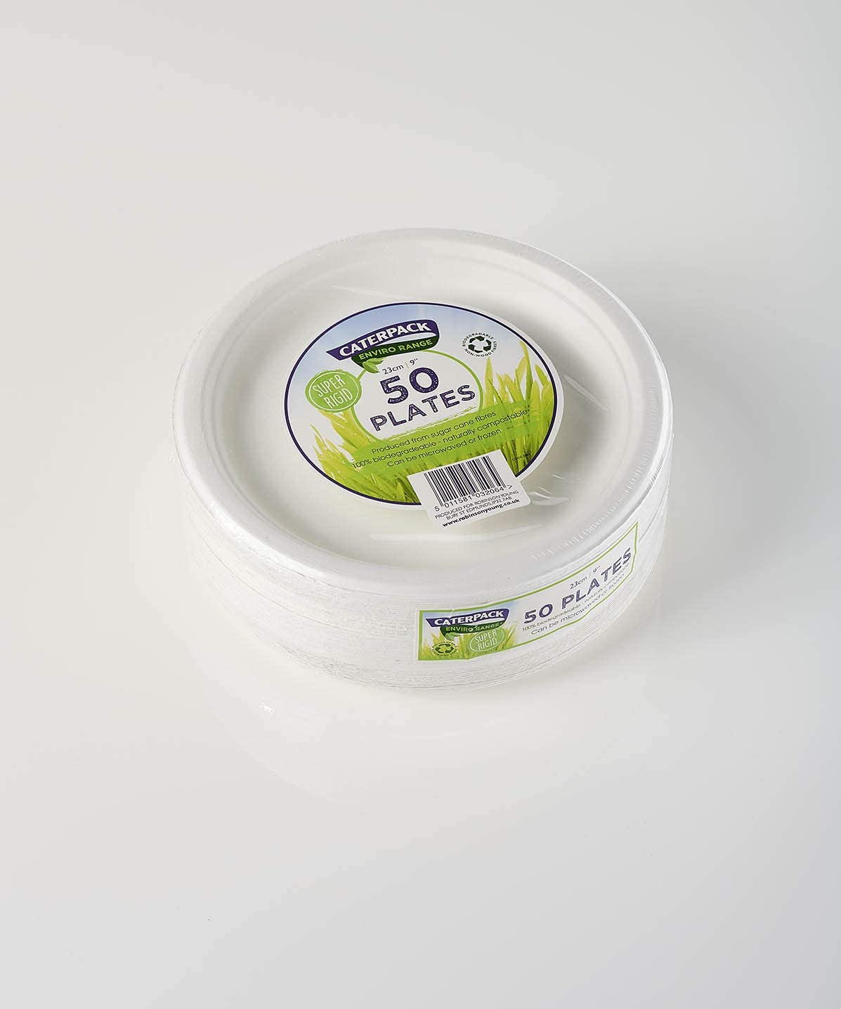 Caterpack Enviro Range Plates 23cm, 50 Pack Super Rigid 100% Biodegradable Plates, Naturally compostable, Eco-Friendly