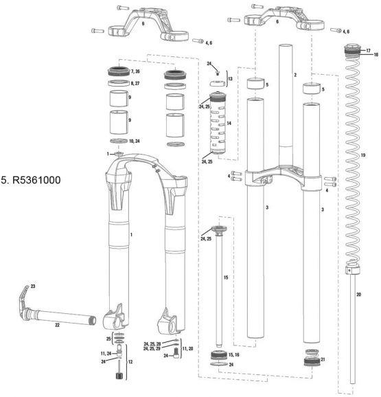 RockShox Upper Tube/Frame Bumper Stop Boxxer/Domain Dual Crown (35 mm) (2 Pieces), 11.4015.361.000