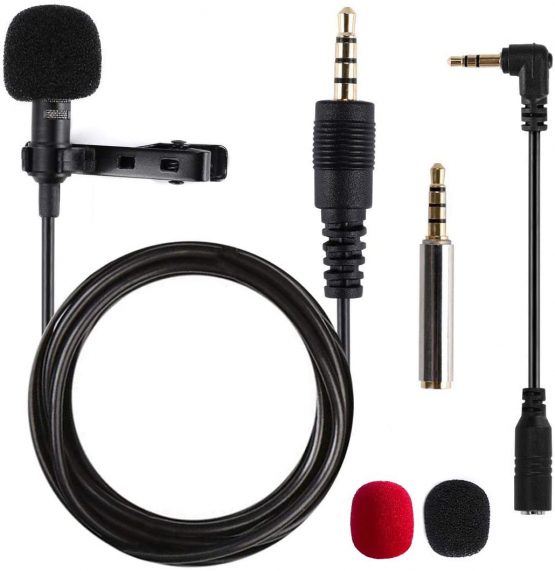 Lavalier Microphone, Professional Grade Omnidirectional Lapel Mic with Easy Clip on System, Perfect for Recording Interview/Video Conference/Podcast/Voice Dictation/Phone