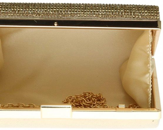 Girly HandBags Satin Hard Case Clutch Bag Encrusted Evening Party Wedding Handbag - Image 4