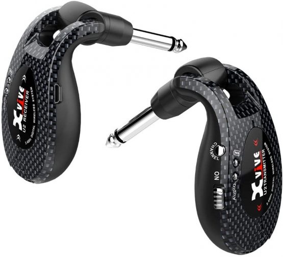 Xvive U2 Wireless Digital Transmitter/Receiver System for Guitar, Bass and Other Instruments, Rechargeable, 2.4 GHz Carbon