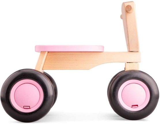 New Classic Toys 11422 Baby Wooden 1 2 Ride On Trike Toy, Toddlers First Tricycle for One Year Old, Children Scooter for Age 12 Months with 3 Wheels Pink Color - Image 3