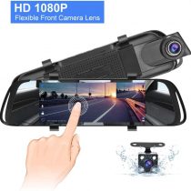 Mirror Dash Cam, 7" IPS Touch Screen 1080P Rotating Front Camera and Rear View Camera Dual Lens Dash Cams for Cars Dashboard Camera Car DVR Recorder G-Sensor Parking Monitor