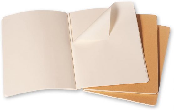 Moleskine Cahier Journal, Set 3 Notebooks with Plain Pages, Cardboard Cover with Visible Cotton Stiching, Colour Kraft Brown, Extra Large 19 x 25 cm, 120 Pages - Image 4