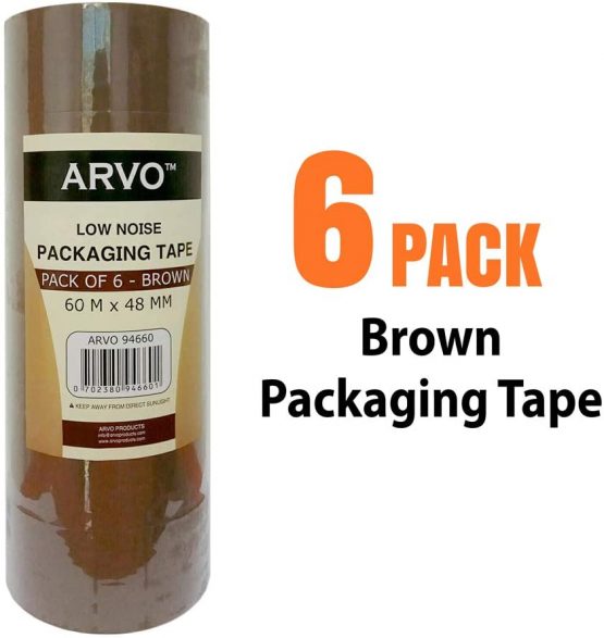 ARVO Packing Tape, Packaging Tape 6 Rolls 48mm x 60m, Parcel Tape, Brown Tape for Packing Boxes, Moving House - Image 2