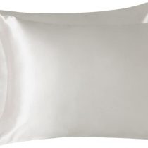 Bedsure Satin Pillow Cases 2 Pack - Ivory White Pillowcase for Hair and Skin Standard Size with Envelope Closure, 50 x 75 cm