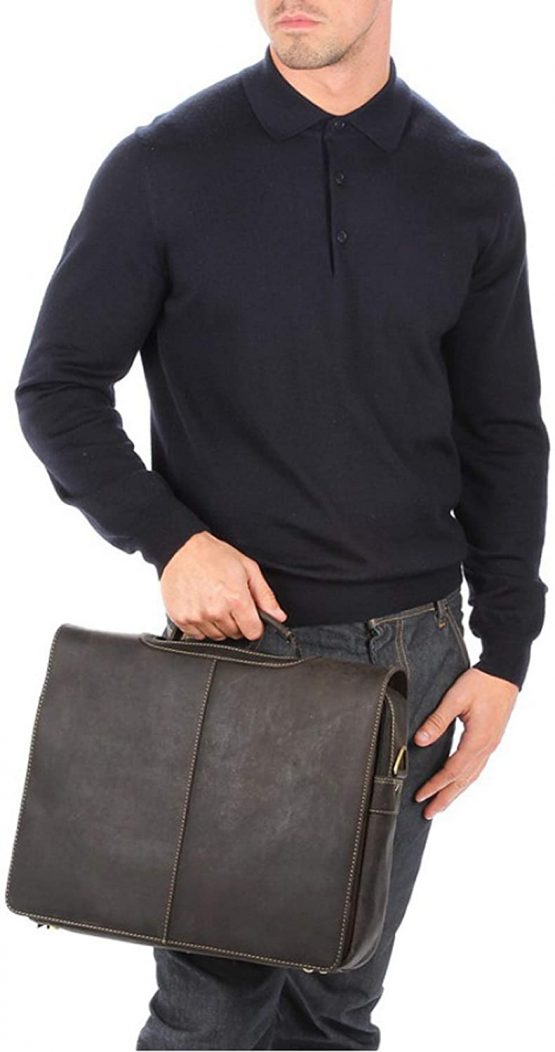 VISCONTI - Business Laptop Briefcase - Hunter Leather - 15 Inch Large Laptop Bag - Office Work Messenger Shoulder Bag - 18760 - AUSTIN - Image 2