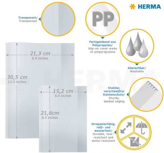HERMA Clear Exercise Book Cover A4, Made of wipeable and Sturdy Plastic, Slip on Cover Jackets for School, Green,7495 - Image 4