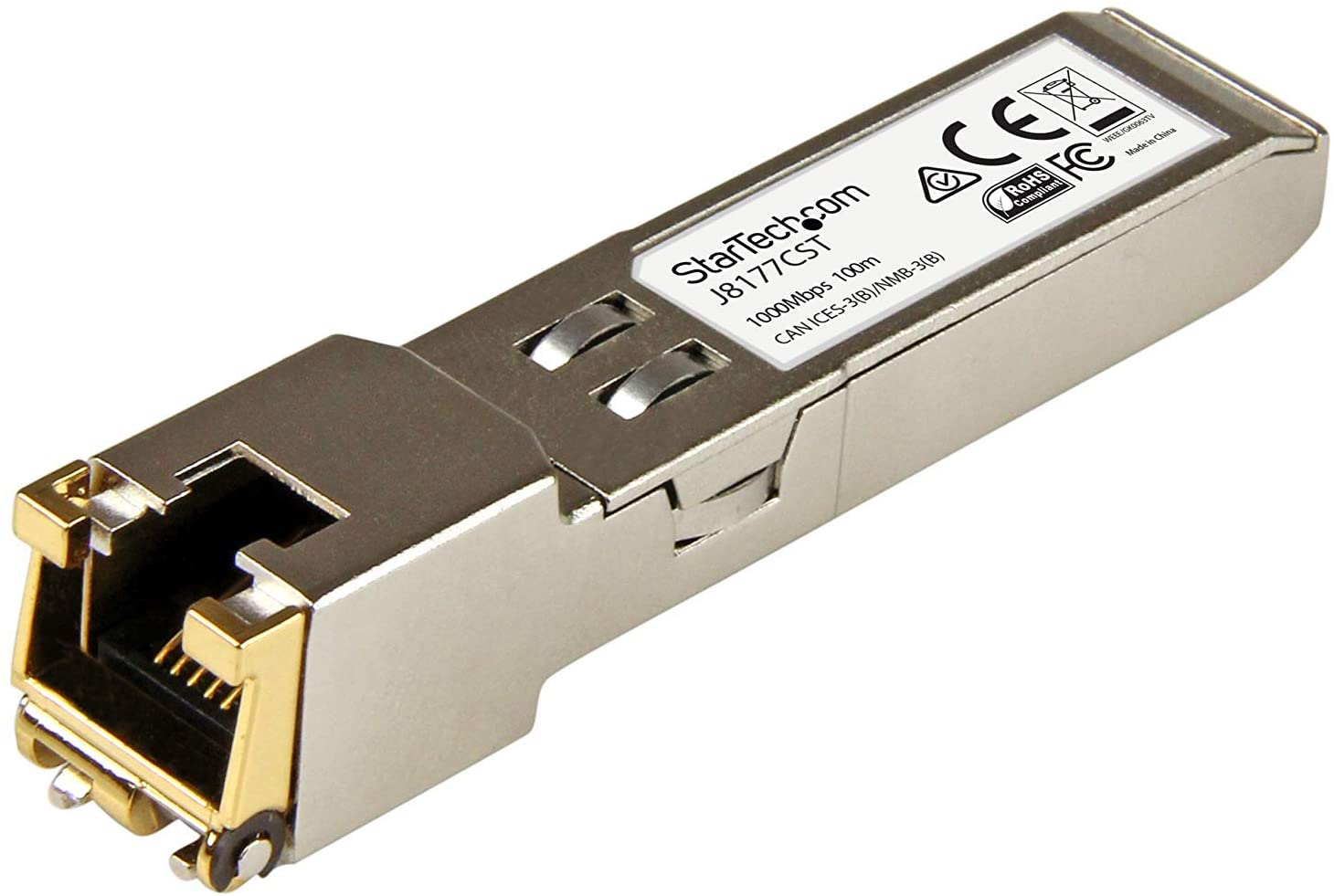 StarTech.com HPE J8177C Compatible SFP Module, 1000BASE-T, SFP to RJ45 Cat6/Cat5e, 1GE Gigabit Ethernet SFP, RJ-45 100m