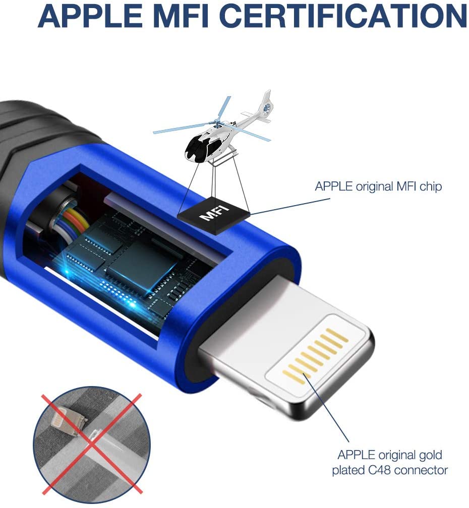 JSAUX Lightning iPhone Charger Cable, 2Pack [Apple MFi Certified] 1.8M