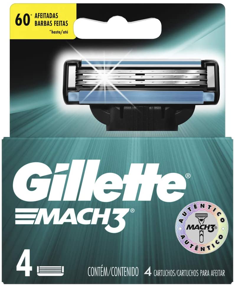 Gillette Mach 3, 1 Pack of 4 cartridges, 1 count (Pack of 4)