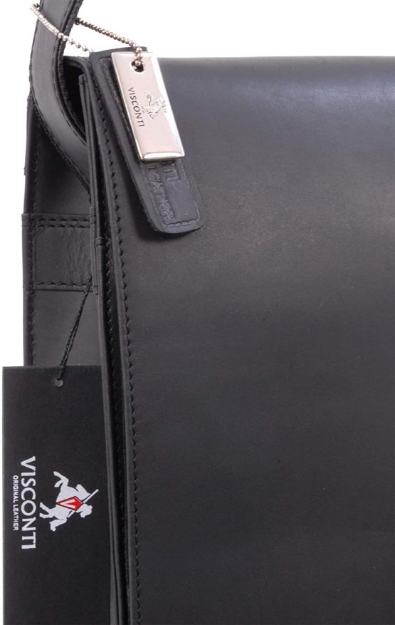 VISCONTI - Laptop Messenger Shoulder Bag - 13 to 14 Inch Laptop Bag - Hunter Leather - Office Work Organiser Bag - Multiple Pockets - 18548 - HARVARD - Black - Image 4