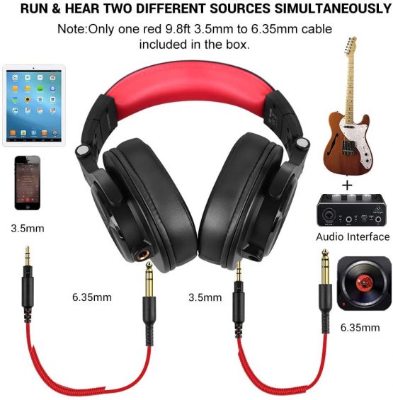 OneOdio DJ Headphones, Over Ear Headphones for Studio Monitoring and Mixing, Professional Headset with Stereo Bass Sound, Foldable Headphones Suitable for Electric Drum Keyboard Guitar Amplifier - Image 3