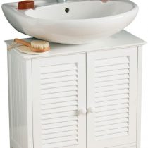 Premier Housewares Bathroom Cabinet Under Sink Unit Double Shutter Doors Bathroom Under Sink Cabinet Under Sink Cupboard Bathroom 60 X 60 X 30 Cm, White