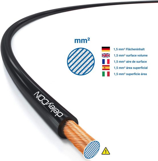 deleyCON 10m (32.81 ft.) Loudspeaker Cable 2x 1.5mm² Speaker Cable CCA Copper-Coated Aluminium 2x48x0.20mm Filaments Polarity Marking - Red/Black - Image 3