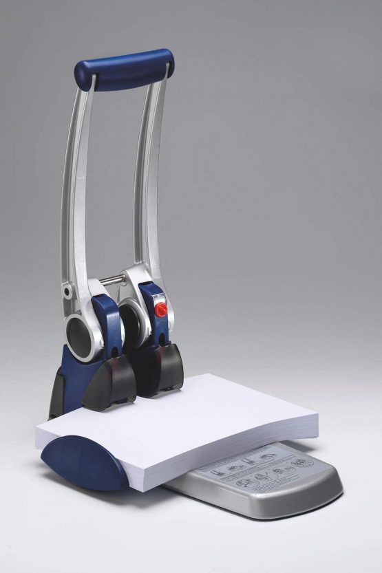 Rexel HD2300X Ultra Heavy Duty 2 Hole Punch, 300 Sheet Capacity, Effortless Punching, Metal, Silver/Blue, 2101521 - Image 4