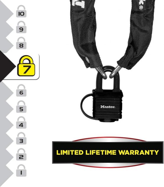 Master Lock Bike Chain Lock with Padlock [Key] [90 cm Chain] 8390EURDPRO - Ideal for Bike, Electric Bike, Mountain Bike, Road Bike, Folding Bike - Image 3