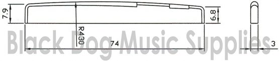 Acoustic guitar saddle 74mm wide 7.9mm high white nylon - Image 2