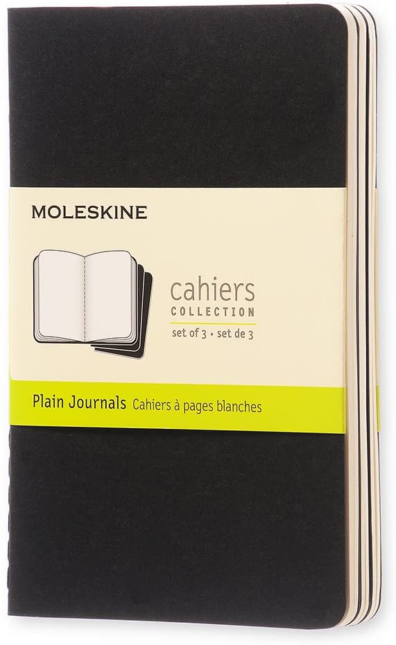 Moleskine S04916 Cahier Notebook- Set of 3- Plain- Pocket- Black, (QP313)