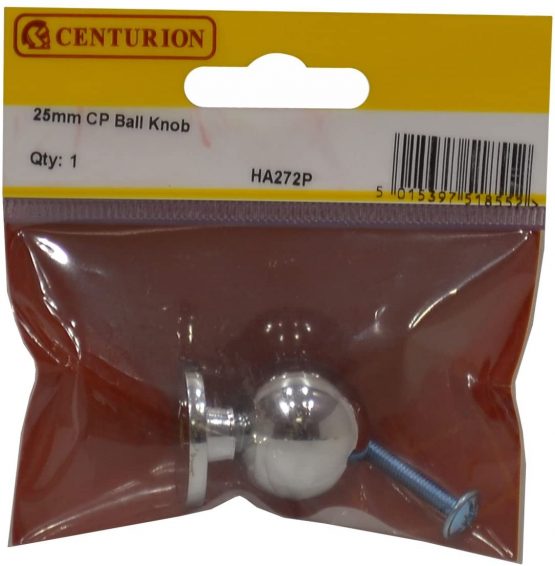 Centurion HA272P Plated Cabinet Ball Knob Chrome 25mm, Metal - Image 2
