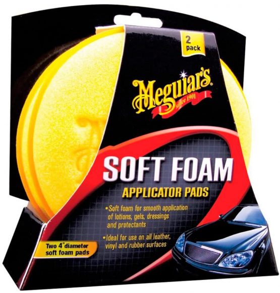 Meguiar's X3070 Soft Foam 4" Applicator Pads (2 Pack) for hand applying waxes or tire dressings