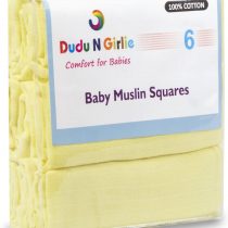 Dudu N Girlie 100 Percent Cotton Baby Muslin Squares, 70 cm x 70 cm, 6-Piece, Yellow,