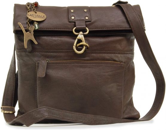 Catwalk Collection Handbags - Ladies Leather Cross Body Bag - Adjustable Shoulder Strap - DISPATCH