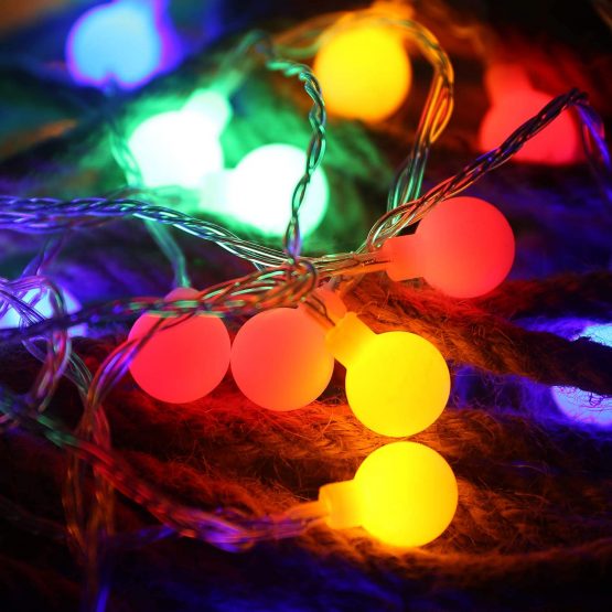 Globe Fairy Lights -[Remote & Timer] Afufu 33ft/13M 100 LEDs Coloured String Lights with Mains Powered, RGB IP65 Waterproof 8 Modes Balls Lights Decorative for Garden Patio Party Wedding, Extendable - Image 3
