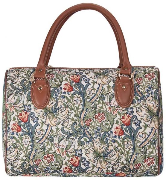 Signare Tapestry Travel Luggage Bag/Inspired by William Morris (Golden Lily, TRAV-GLILY) - Image 4