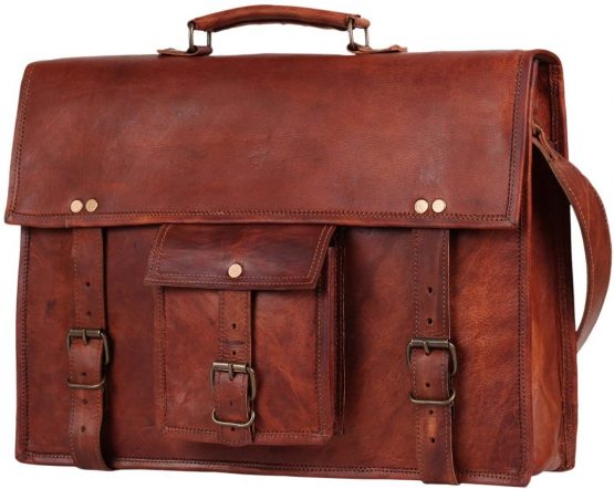 15" Leather Messenger Bag Laptop case Office Briefcase Gift for Men Computer Distressed Shoulder Bag