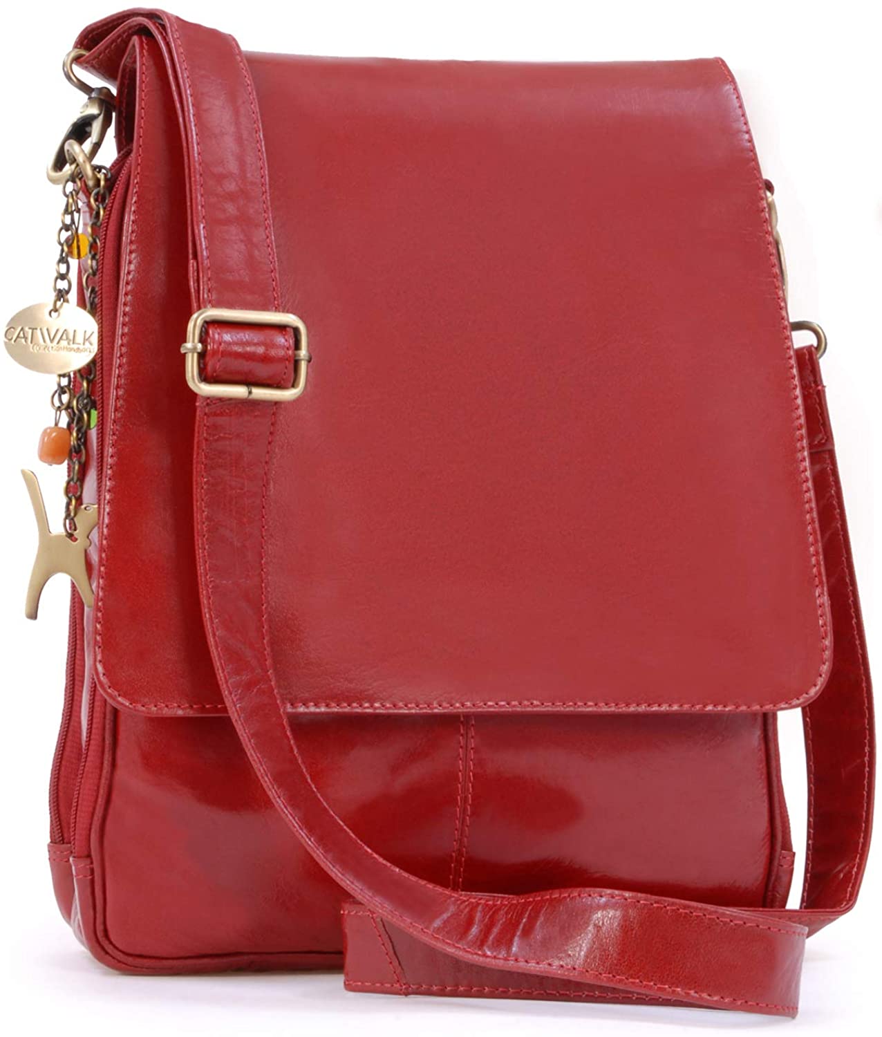 GROSVENOR Ladies Leather Messenger/Shoulder Bag Detachable Strap Womens A4 Work Bag Catwalk Collection Handbags