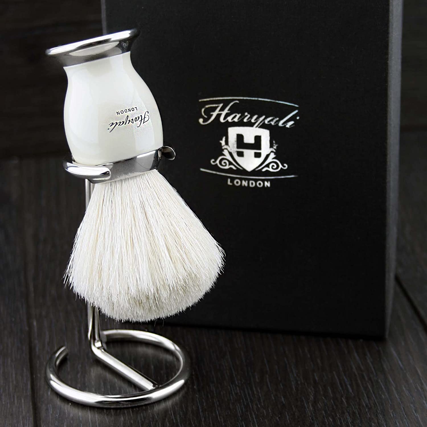 White Badger Hair& Metal Colour Mixed,Stainless Steel Brush Stand, Ivory