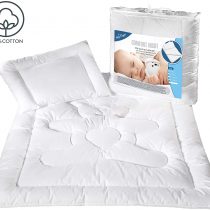 Baby Comfort Toddler Cot Bed Duvet & Pillow Filling Set 135x100 cm 100% Cotton White Bear Design