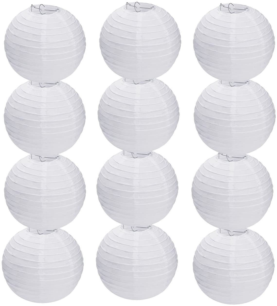 Tmade 12 Pack 12" White Paper Lanterns for Birthday Wedding Party Garden Home Decoration, 12 Pack White Lanterns, 12 inch(30cm)