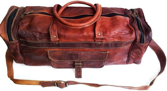 Jaald 20" Leather Duffle Bag Travel Carry-on Luggage Overnight Gym Weekender Bag - Image 2