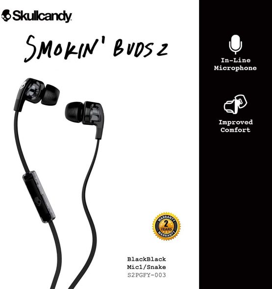 Skullcandy Smokin' Buds 2 In-Ear Audio Earbud Headphones with In-Line Microphone - Black - Image 3