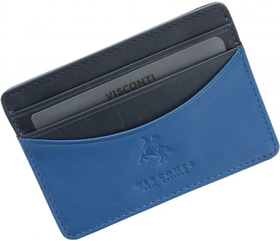 Visconti Lucca Collection Ramon Two Tone Slim Leather Credit Card Holder LC35 Blue Multi
