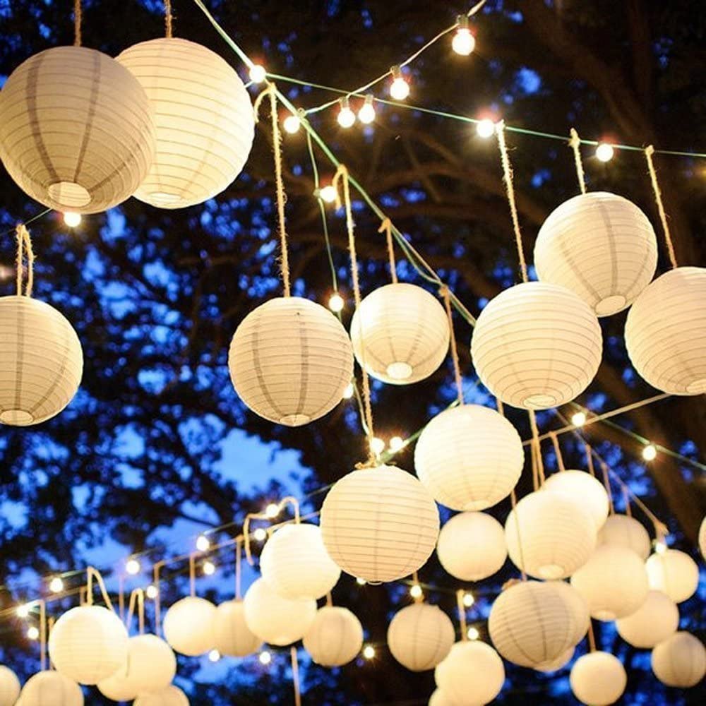 Tmade 12 Pack 12" White Paper Lanterns for Birthday Wedding Party Garden Home Decoration, 12 Pack White Lanterns, 12 inch(30cm) - Image 2