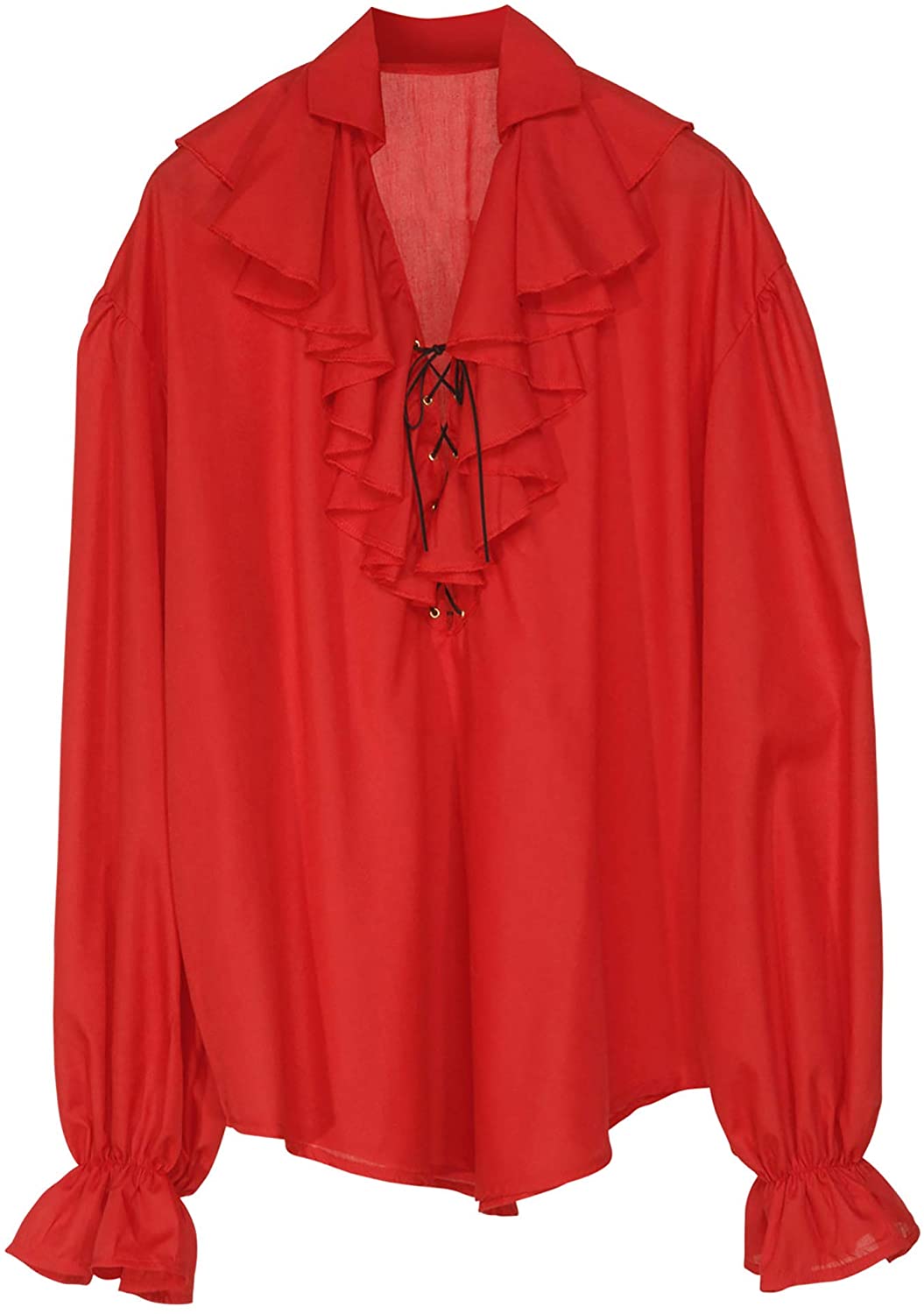 Pirate Shirt xL Mens - Red Costume Extra Large for Buccaneer Fancy Dress