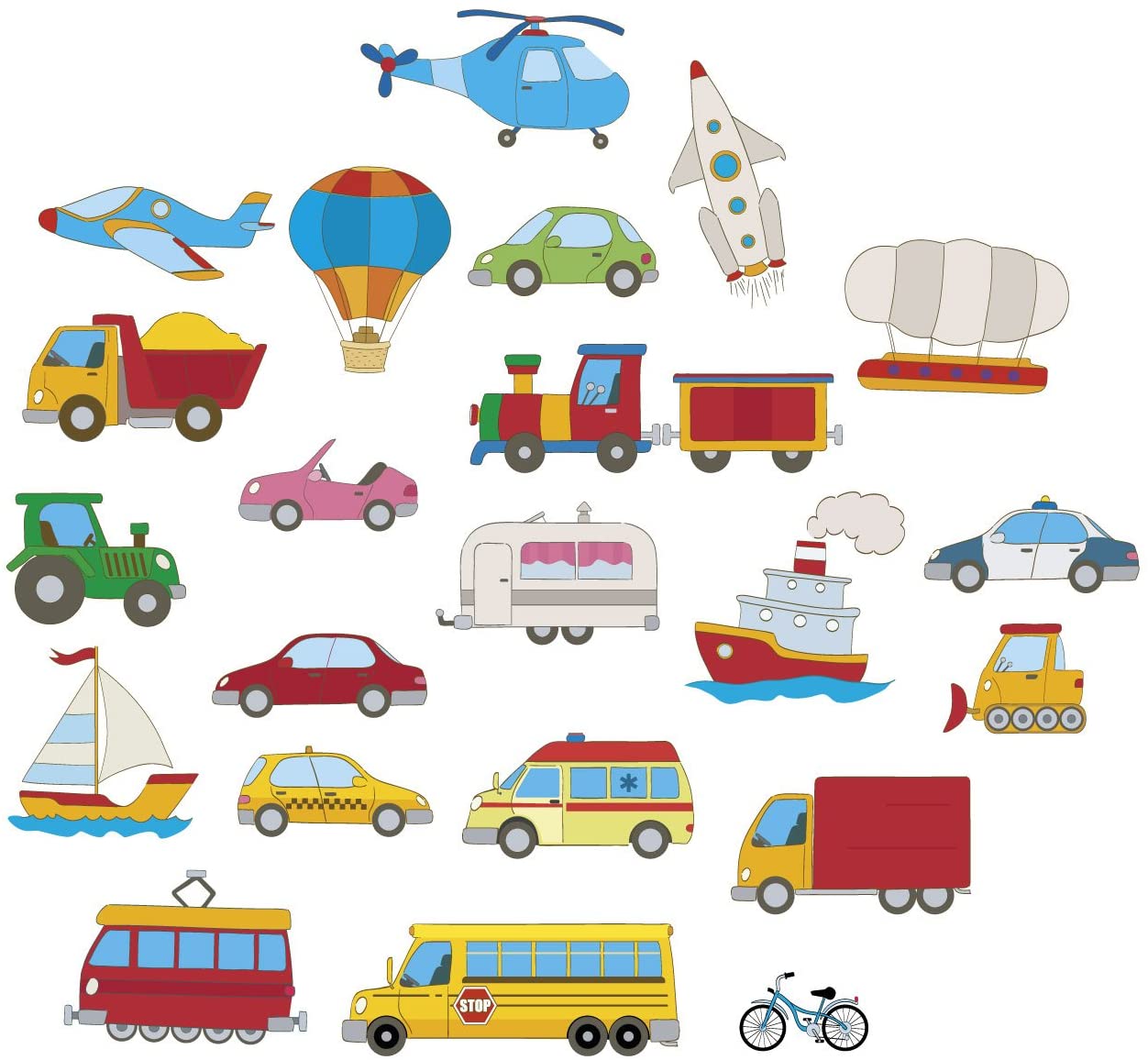 Nursery Wall Stickers Cars Transport Children Learning Kids Decals Cartoon Bus Plane Art Games Bedroom Living Room Graffiti Fashion Patches