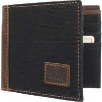 CACTUS Bi-Fold Canvas Wallet with Leather Trim and RFID Protection 182_81 Black