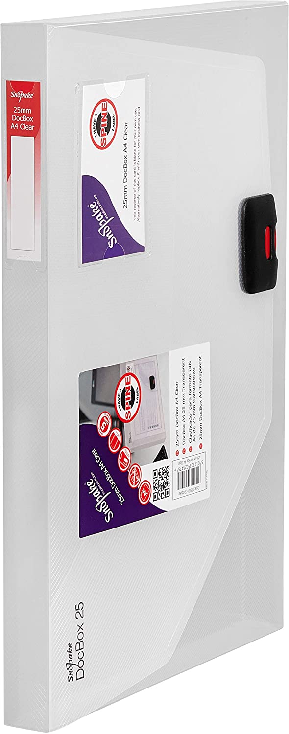 Snopake A4 DocBox Clear 25 mm Box File with Push Lock (Pack of 1) Ref 12849, trans - Image 3